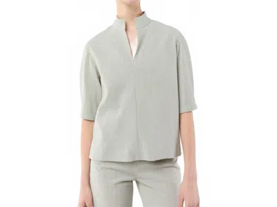 Ann Mashburn Violetta Top In Olive Small Bengal Stripe Stretch Seersucker In Multi