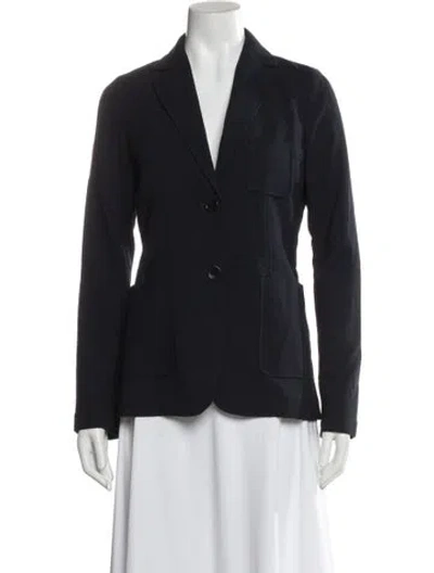 Pre-owned Ann Mashburn Virgin Wool Blazer In Blue