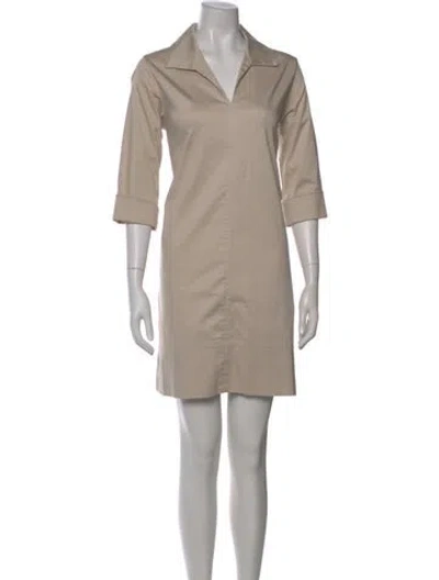Pre-owned Ann Mashburn V-neck Knee-length Dress In Neutral