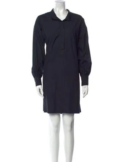 Pre-owned Ann Mashburn V-neck Mini Dress In Blue