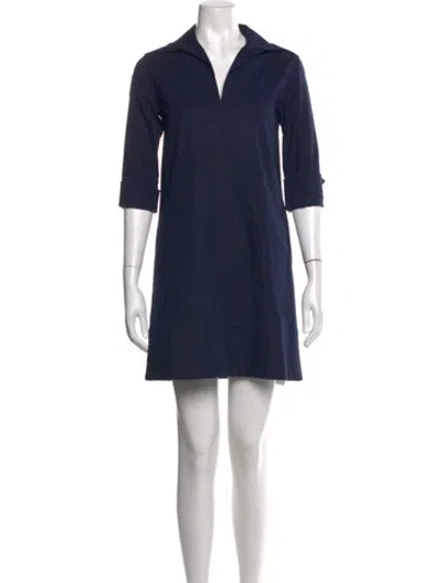 Pre-owned Ann Mashburn V-neck Mini Dress In Blue