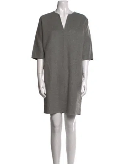 Pre-owned Ann Mashburn V-neck Mini Dress In Gray