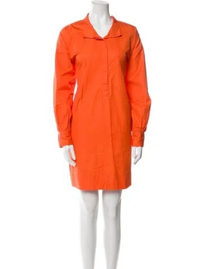 Pre-owned Ann Mashburn V-neck Mini Dress In Orange