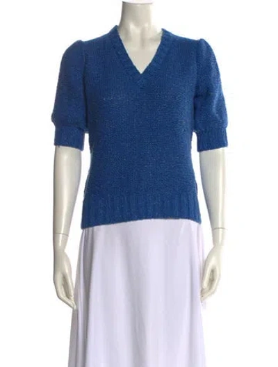 Pre-owned Ann Mashburn V-neck Sweater W/ Tags In Blue