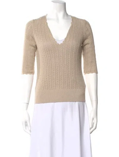 Pre-owned Ann Mashburn V-neck Sweater W/ Tags In Neutral