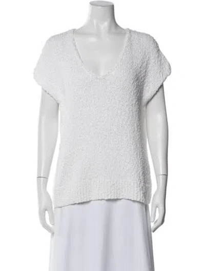 Pre-owned Ann Mashburn V-neck Sweater In White