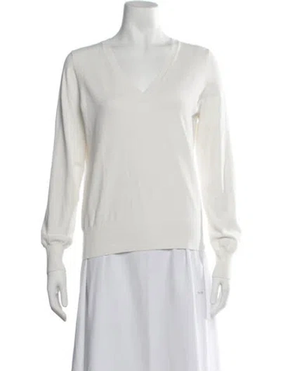 Pre-owned Ann Mashburn V-neck Sweater In White