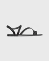Ann Mashburn Women Diagonal Strap Sandal In Black Leather In Black