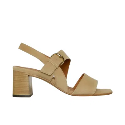 Ann Mashburn Women's Double Strap Block Heel In Camel Suede In Brown