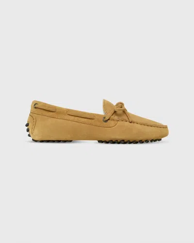 Ann Mashburn Women's Shearling Driving Moccasins In Camel Suede In Neutral