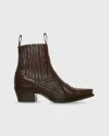 Ann Mashburn Women's Short Cowboy Boot In Brown Python In Multi