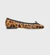 Ann Mashburn Women's Square-toe Ballet Flat In Sahara Leopard Calfhair In Brown