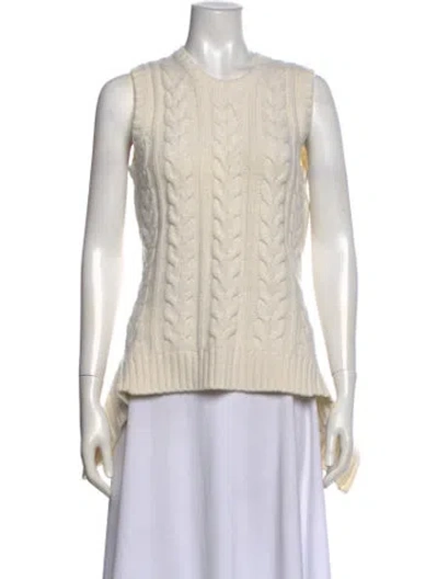 Pre-owned Ann Mashburn Wool Crew Neck Sweater In Neutral