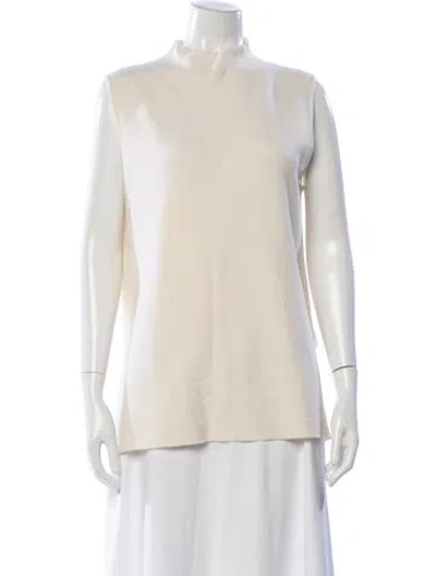 Pre-owned Ann Mashburn Wool Crew Neck Sweater In Neutral