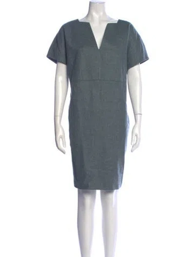 Pre-owned Ann Mashburn Wool Knee-length Dress In Blue