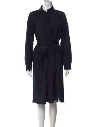 Pre-owned Ann Mashburn Wool Knee-length Dress W/ Tags In Blue