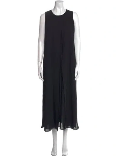 Pre-owned Ann Mashburn Wool Long Dress In Black