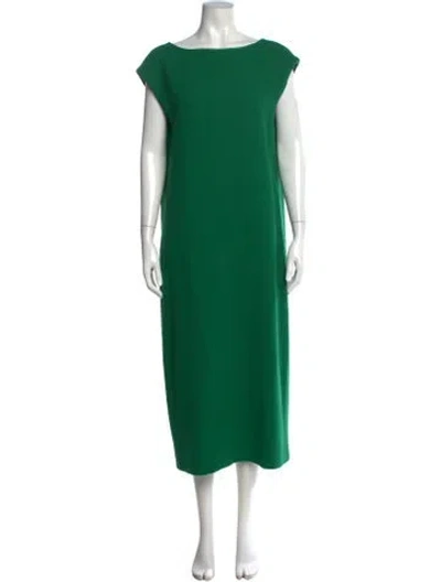 Pre-owned Ann Mashburn Wool Long Dress In Green