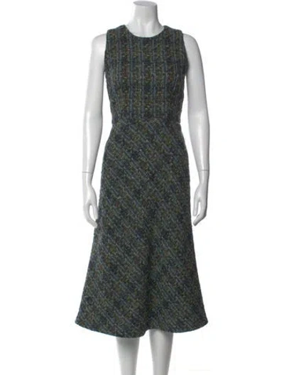 Pre-owned Ann Mashburn Wool Midi Length Dress In Blue