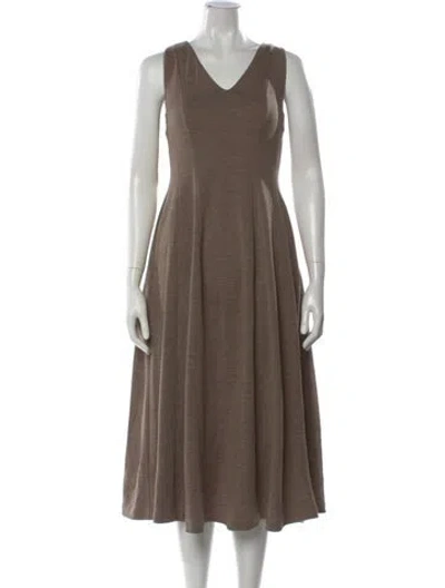 Pre-owned Ann Mashburn Wool Midi Length Dress In Brown