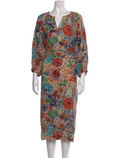 Pre-owned Ann Mashburn Wool Midi Length Dress In Neutral