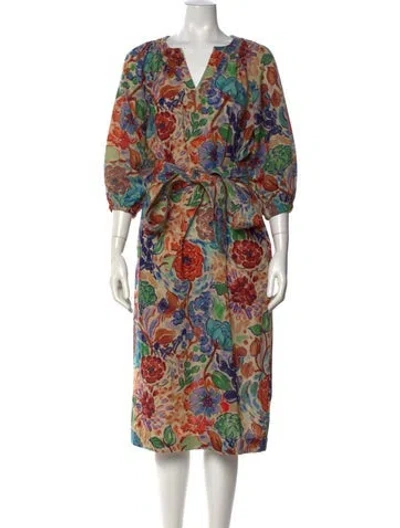 Pre-owned Ann Mashburn Wool Midi Length Dress In Neutral