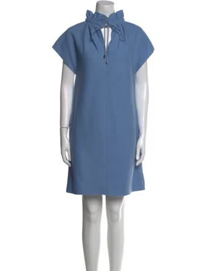 Pre-owned Ann Mashburn Wool Mini Dress In Blue