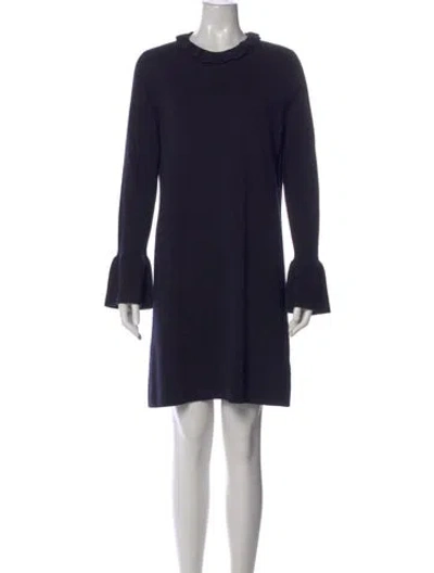 Pre-owned Ann Mashburn Wool Mini Dress In Blue