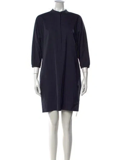 Pre-owned Ann Mashburn Wool Mini Dress In Blue