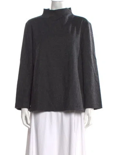 Pre-owned Ann Mashburn Wool Mock Neck Sweater In Grey