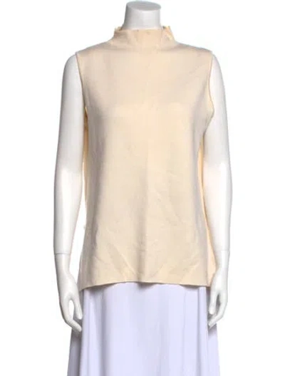 Pre-owned Ann Mashburn Wool Mock Neck Sweater In Neutral