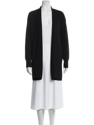 Pre-owned Ann Mashburn Wool Open Front Sweater In Black