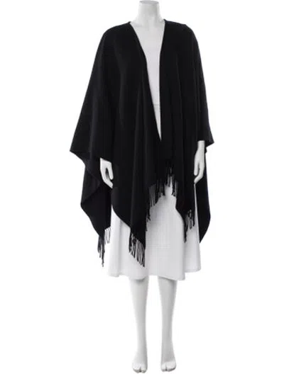 Pre-owned Ann Mashburn Wool Open Front Sweater In Black