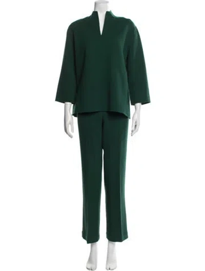 Pre-owned Ann Mashburn Wool Pant Set In Green