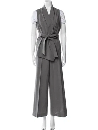 Pre-owned Ann Mashburn Wool Pantsuit In Gray