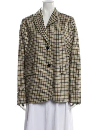 Pre-owned Ann Mashburn Wool Plaid Print Blazer In Multi