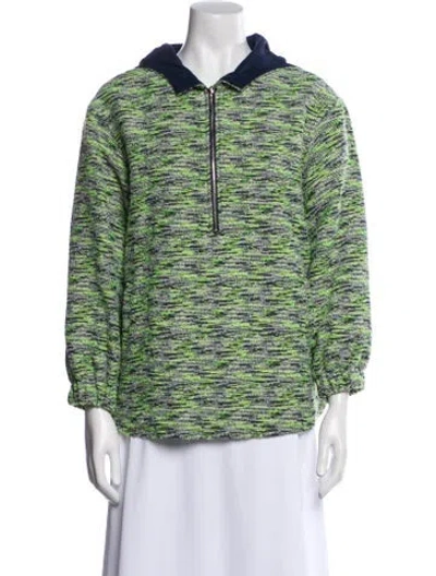 Pre-owned Ann Mashburn Wool Printed Evening Jacket In Green