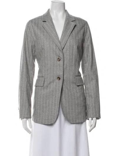 Pre-owned Ann Mashburn Wool Striped Blazer In Grey