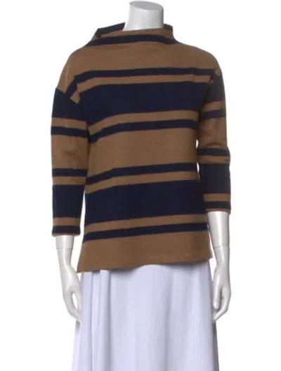 Pre-owned Ann Mashburn Wool Striped Sweater In Brown