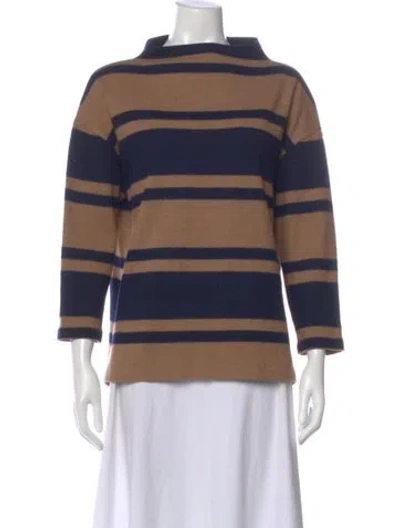 Pre-owned Ann Mashburn Wool Striped Sweater In Brown