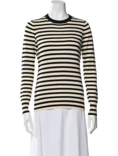 Pre-owned Ann Mashburn Wool Striped Sweater In Neutral