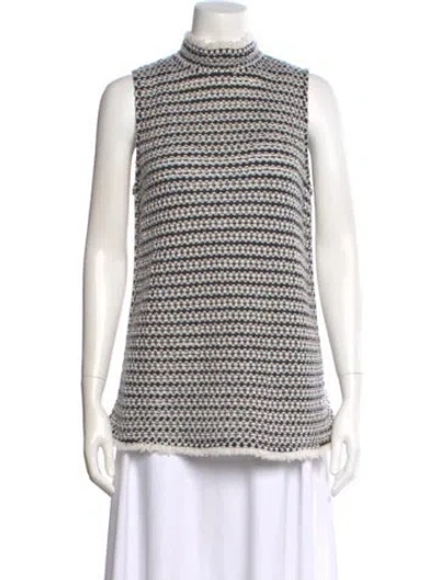 Pre-owned Ann Mashburn Wool Striped Sweater In White