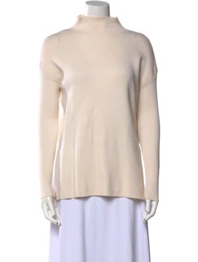 Pre-owned Ann Mashburn Wool Turtleneck Sweater In Neutral