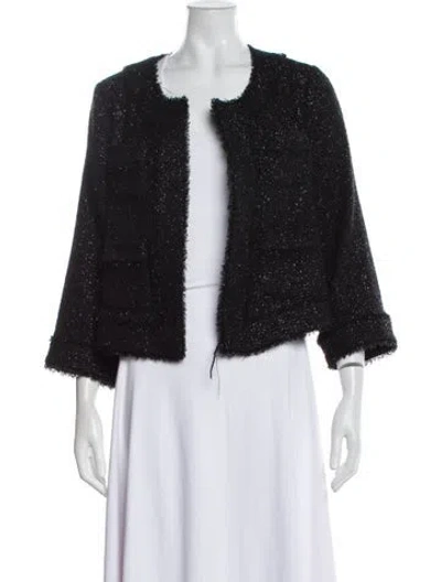 Pre-owned Ann Mashburn Wool Tweed Pattern Evening Jacket In Black