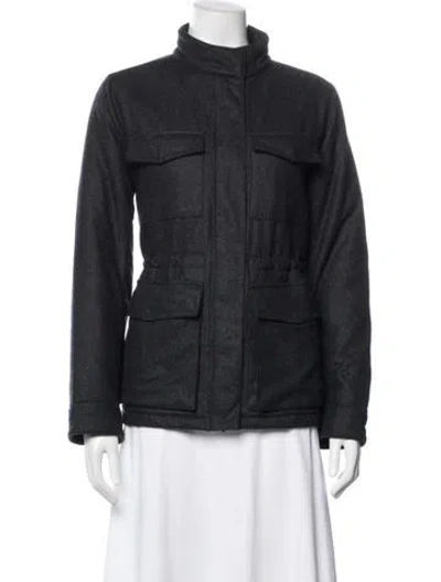 Pre-owned Ann Mashburn Wool Utility Jacket In Blue