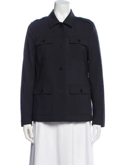 Pre-owned Ann Mashburn Wool Utility Jacket In Blue
