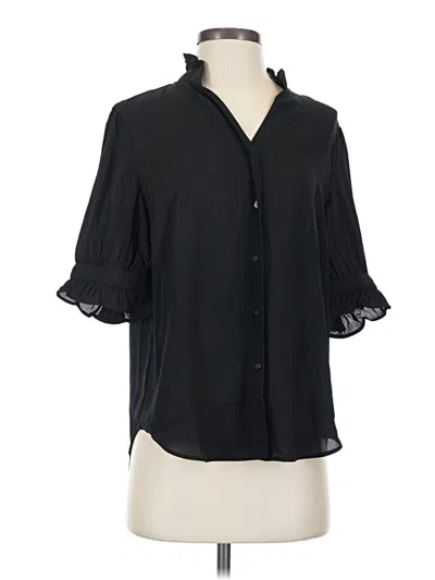 Ann Taylor 3/4 Sleeve Button Down Shirt In Black