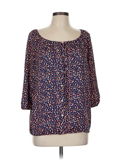 Pre-owned Ann Taylor 3/4 Sleeve Blouse In Blue