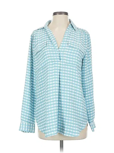 Pre-owned Ann Taylor 3/4 Sleeve Blouse In Blue