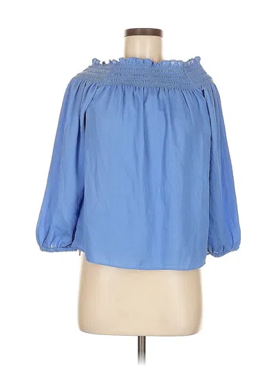Pre-owned Ann Taylor 3/4 Sleeve Blouse In Blue